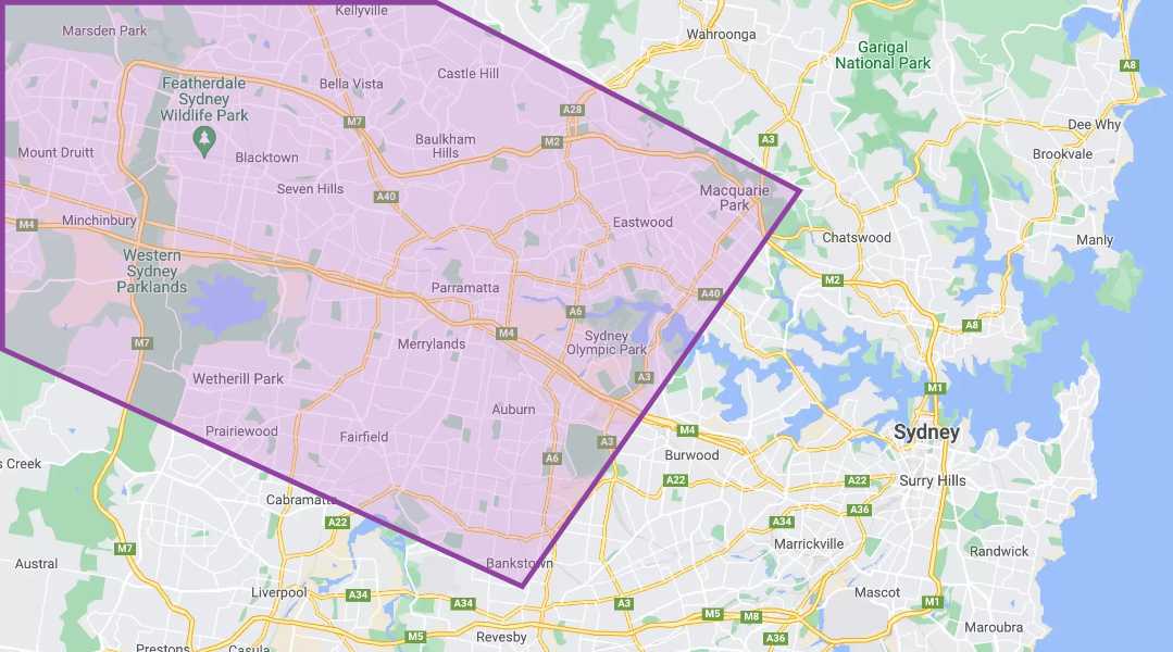 Service Areas Map Greater Western Sydney